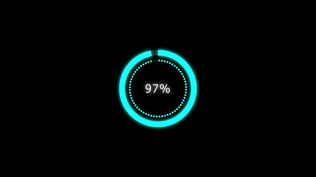 A modern Circle Loading bar icon animation. 97% number percent circle loading icon modern design animation. and creating a stunning 4k video.