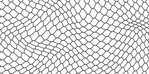 Soccer goal mesh, fishnet pattern or fish net background, vector seamless texture. Black rope net pattern on white, fishing of football goal or sport net and fishnet with knot grid or wire netting © wahyu