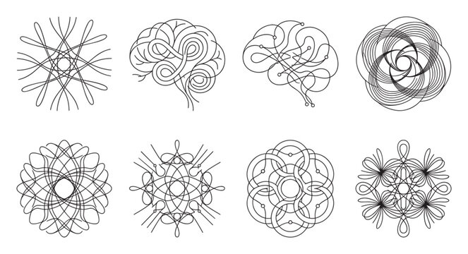 Intricate swirling lines and abstract brain shapes in artistic design.