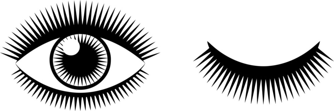 All Seeing Eye Symbol and Closed Eyelash with Sharp Rays Transparent Background