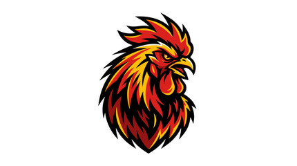 Aggressive rooster head illustration for sports mascot logo design. © bhinar