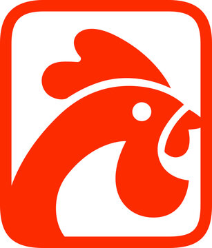 Red Modern Illustrative Chicken Logo, Chicken Character Branding Identity