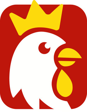 Red and Yellow Modern Fried Chicken Logo Illustration, Chicken Head Logo Character