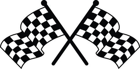 Obraz premium crossed checkered race flags graphic vector, motorsport finish line symbol for auto sports, go karting, and speed championship