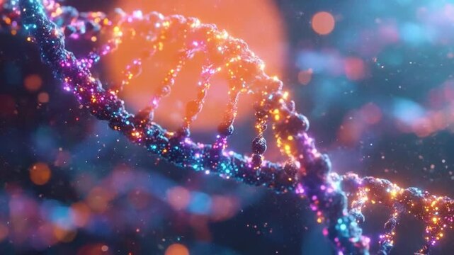 A glowing double helix structure floating in dark space