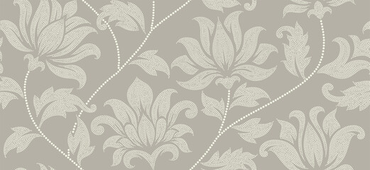 Plakat Abstract floralseamless pattern with dotted style. 
