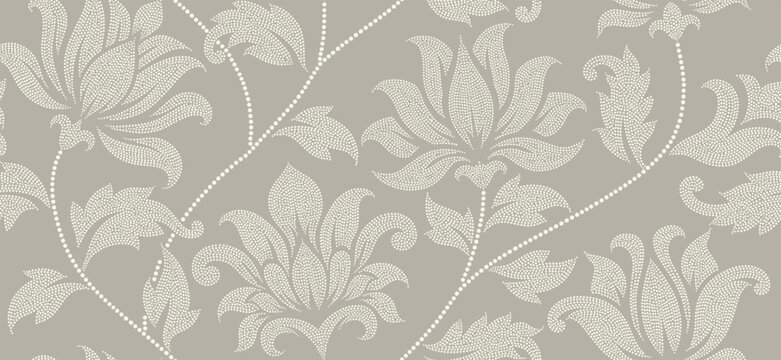 Abstract floralseamless pattern with dotted style. 