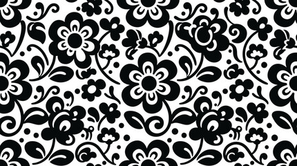 Black and white floral pattern design. © Siwit