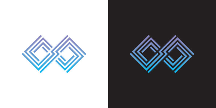 Abstract geometric infinity line logo vector design modern blue gradient technology loop icon concept