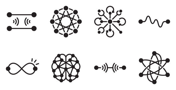 Abstract science and technology symbols of connections, atoms and energy.