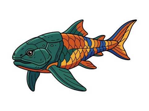 Illustration of an ancient prehistoric armored fish Dunkleosteus.