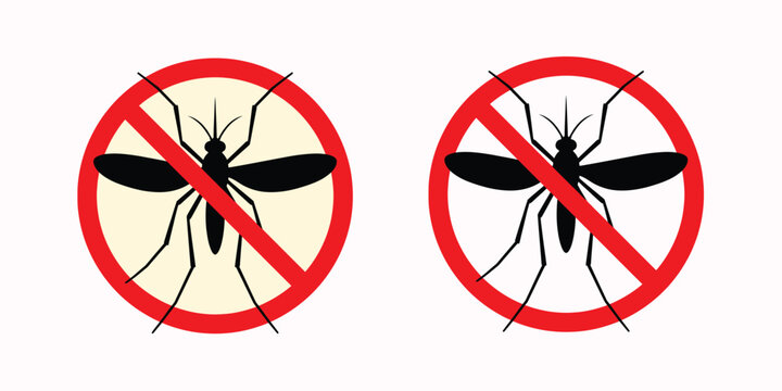 Anti Mosquito Stop Sign Vector Icon Set Pest Control