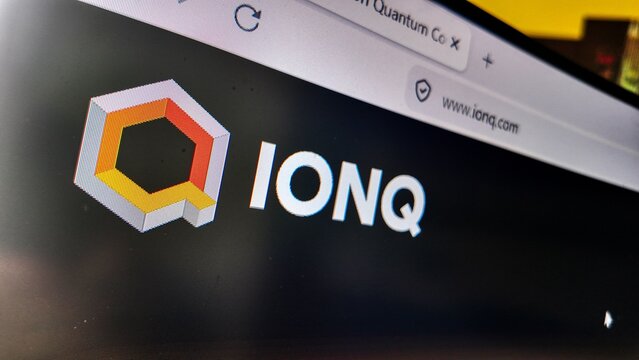 a computer screen with IONQ website displayed...IonQ, Inc. is an American quantum computing hardware and software company