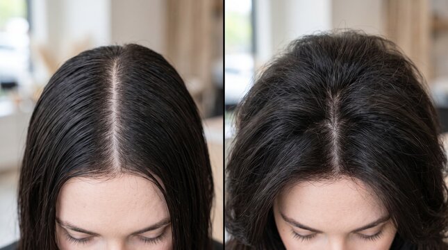 Before and after flat limp hair to voluminous lifted root blowout