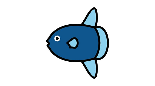 Ocean sunfish mola mola flat vector illustration cute cartoon icon design