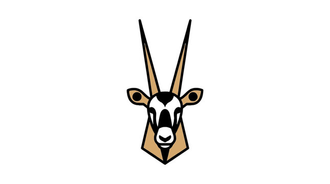 Oryx antelope flat vector illustration cute cartoon icon design