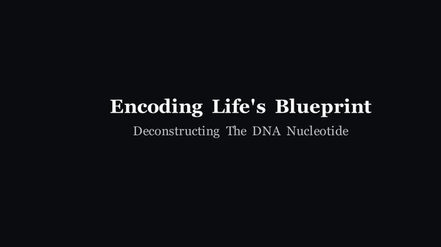 2D animation deconstructing a DNA nucleotide structure showing phosphate group, deoxyribose sugar, and nitrogenous base, clear biological schematic simulation