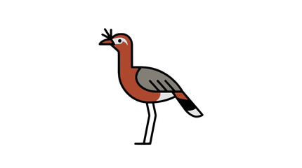 Obraz premium Seriema bird flat vector illustration cute cartoon icon design