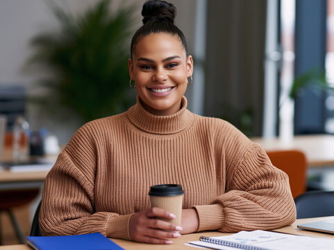 Contented Individual Relishing a Steaming Cup of Rich Coffee During a Midday Break in a Cozy, Inviting Cafe Setting