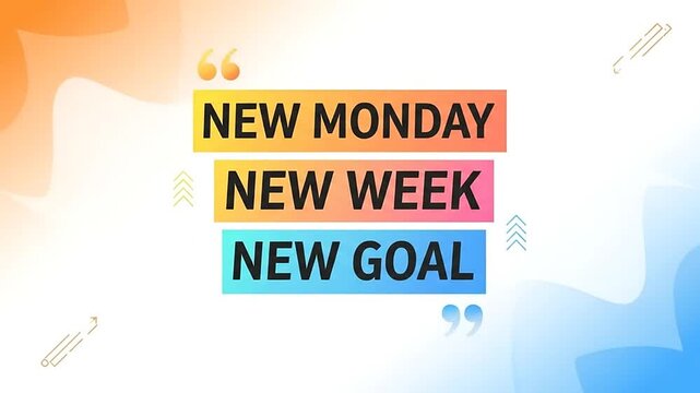 Motivational text graphic with colorful gradient background elements