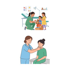 Fototapeta premium Vector illustration set of medical checkups for children and adult patients