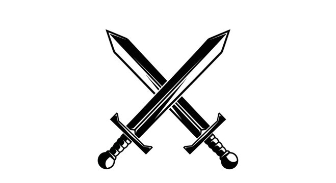 Crossed Medieval Swords Icon Vector Illustration