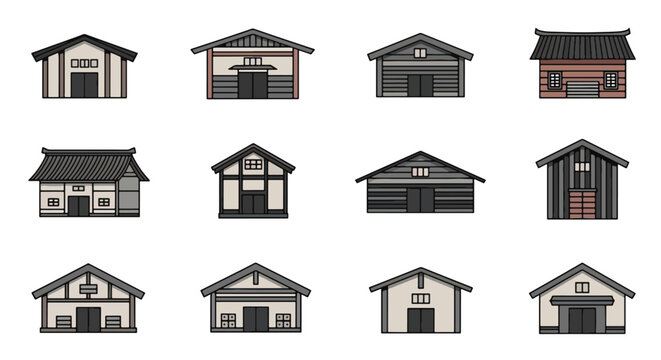 Collection of twelve diverse house architectural designs.
