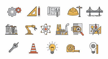 Collection of vintage travel and exploration themed icons. © MASJAB