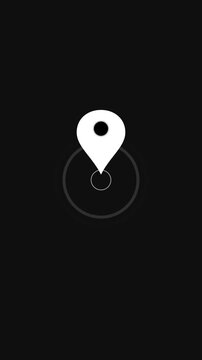 Animated white GPS location pointer icon appearing, navigation map marker element