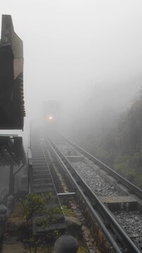 Monorail go to  Fansipan Mountain Vietnamese call Phan Xi Păng at  Sapa Vietnam - is the highest mountain in the Indochinese Peninsula - Travel Footage