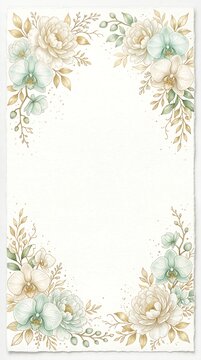 Elegant vertical watercolor floral border frame with soft pastels watercolor botanical invitation romantic decoration background greeting stationery artistic ornamental composition