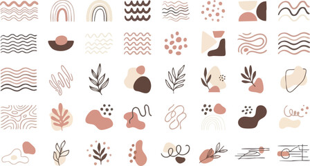 Set of hand drawn boho abstract elements and minimalist shapes © MDMUKTADIR