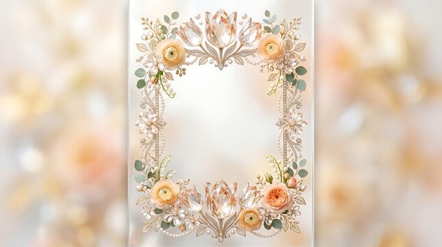 Luxury floral rectangular frame with golden watercolor rose accents watercolor botanical invitation luxurious background greeting stationery romantic ornamental decoration composition