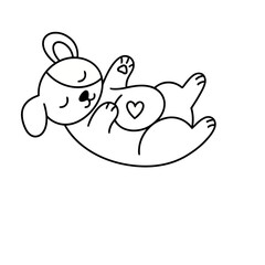 Fototapeta premium Cute cartoon dog lying on its back