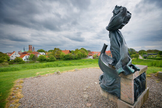 Statue of Queen Dagmar on Slotsbanken in Ribe, Denmark