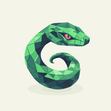 Geometric green snake abstract low poly art