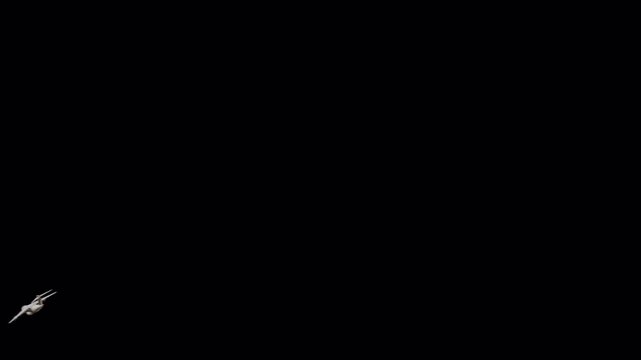 Military Cargo Transport Aircraft Flying Rotation on Black Background 3D Animation 4K