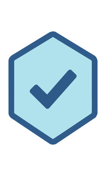 Simple protective shield icon with a checkmark symbol isolated on white background security and verification concept