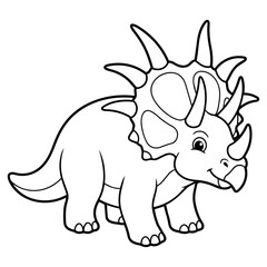 Fototapeta premium Cute Styracosaurus Dinosaur Coloring Page Black and White Vector Line Art for Kids Printable Educational Activity
