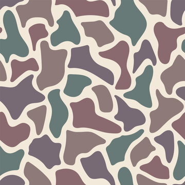 Dusty plum and slate teal duck camo seamless vector pattern background featuring a cool aesthetic camouflage design for modern outdoor lifestyle apparel and craft sublimation
