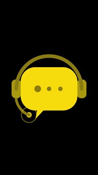 Help icon with headset and speech bubble motion graphic for support and communication