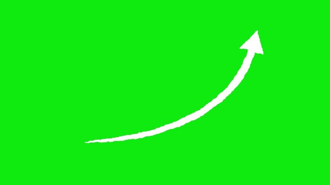 Animation of business graph with up arrow. hand drawn red arrow on green background