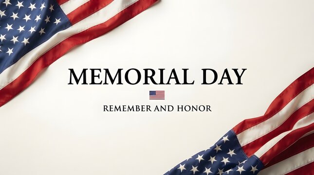 Memorial day background with american flag draped on corners and space for text on light background