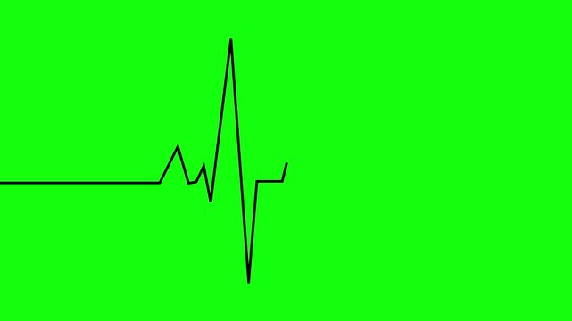 ECG line animation video on green background. Heartbeat electrocardiogram. ECG heartbeat monitor, ECG monitor, heart beating and pumping, healthcare medical animation.