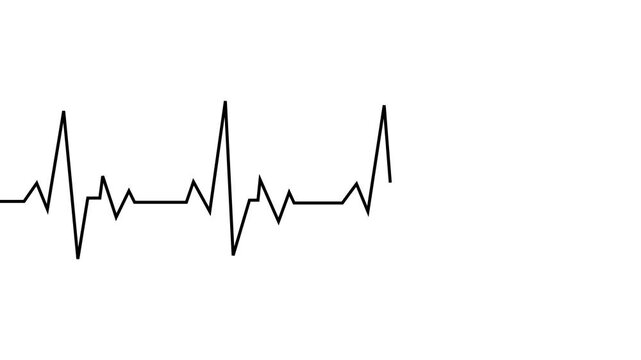ECG line animation video on white background. Heartbeat electrocardiogram. ECG heartbeat monitor, ECG monitor, heart beating and pumping, healthcare medical animation.