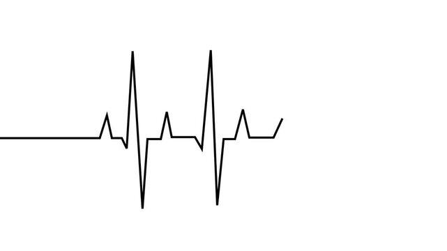 ECG line animation video on white background. Heartbeat electrocardiogram. ECG heartbeat monitor, ECG monitor, heart beating and pumping, healthcare medical animation.