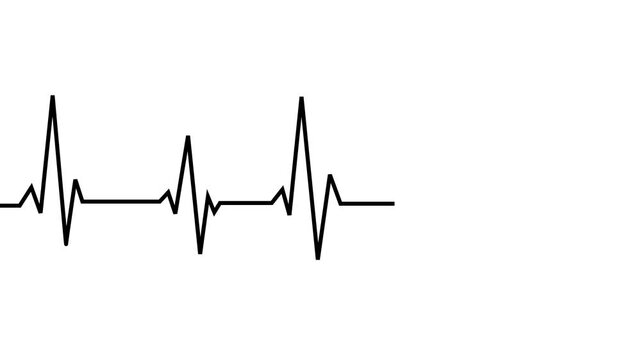 ECG line animation video on white background. Heartbeat electrocardiogram. ECG heartbeat monitor, ECG monitor, heart beating and pumping, healthcare medical animation.