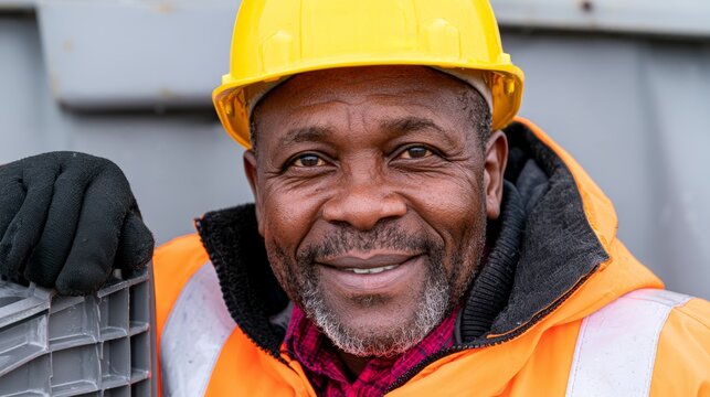 Reverse Logistics, Reusable Transport Packaging, Skilled worker inspecting logistics operations with safety gear and bright construction attire on the job site