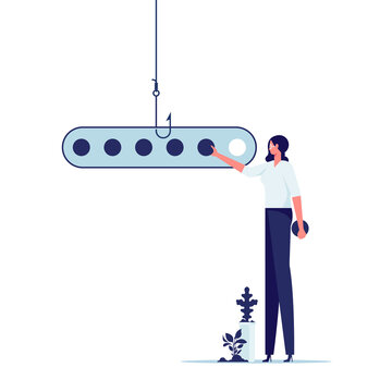 A password symbol on a hook, serving as a metaphor for a personal information stealing scam or hacking attempt