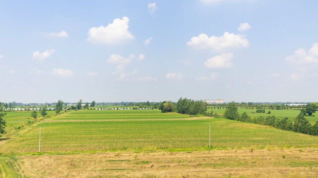 landscape with blue sky and clouds on the road